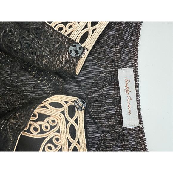 Simply Couture Embroidered Sheer Black & Cream Top - Picture 4 of 4